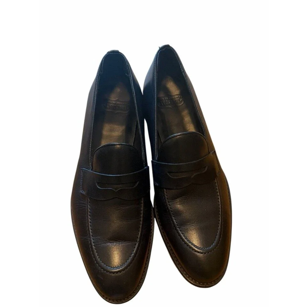 Thursday Boot Co Mens Lincoln Penny Loafer 10 Black Leather Wood Bottom Dressy